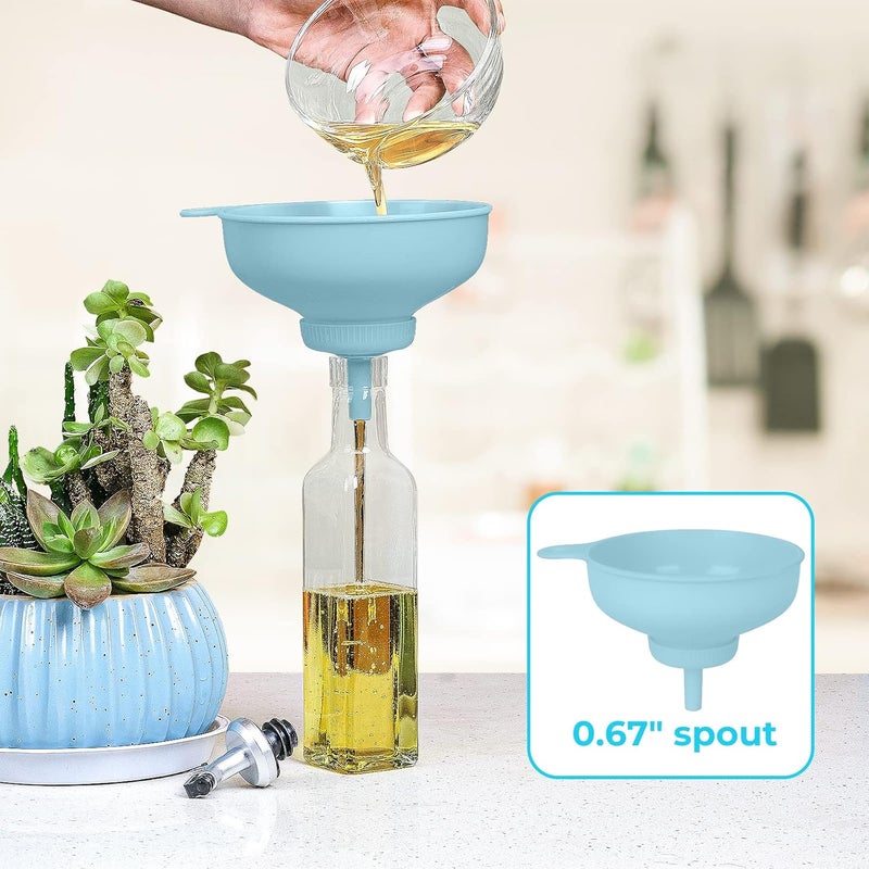 BALIWELL Wide Mouth Kitchen Funnel, Food Grade Plastic Cooking Canning Funnel with 4 Sizes Spouts for Filling Wide and Regular Mason Jars, Spray Dropper Oil Bottle Jug Spices Shampoo Sauce - Image 5